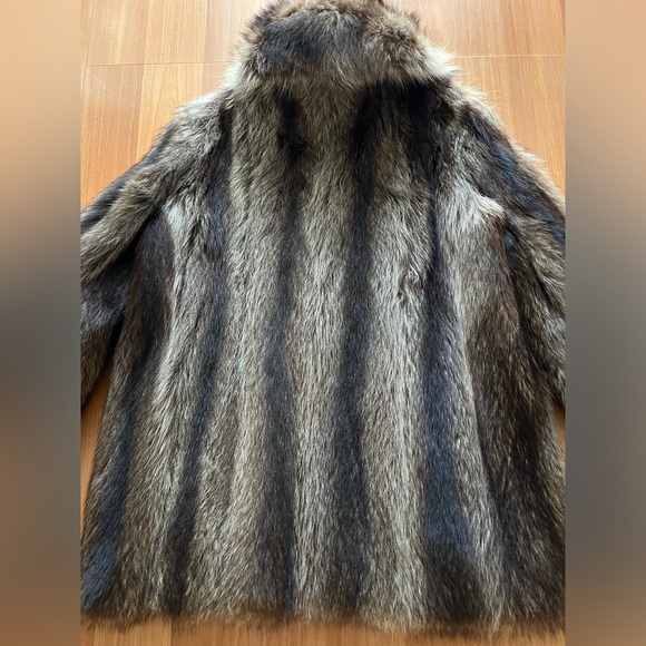 Vintage Natural Raccoon Fur Jacket 30” Let-Out Construction Small Collar Size M - Picture 8 of 15
